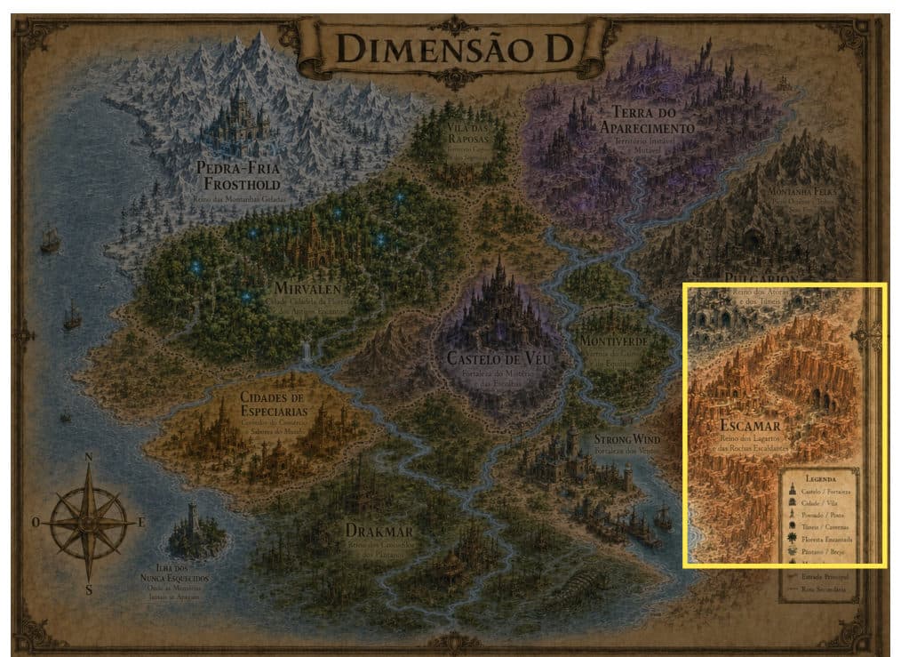 Mapa de Escamar, do Livro 1 de Dimensão D